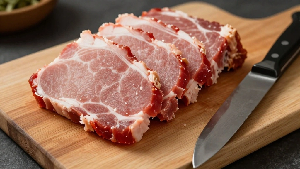 Chinese Pork and Century Egg Congee – Comforting Rice Porridge Recipe - Step 3: Slice the Pork 1