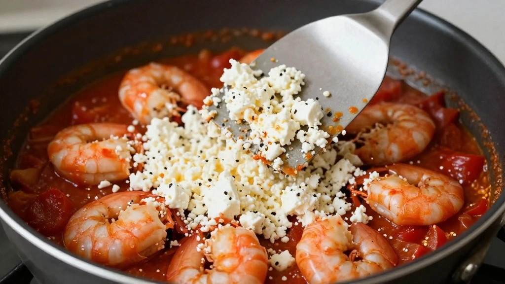 Garides Saganaki – Greek Shrimp with Tomato and Feta (Easy One Pan Recipe) - Step 6: Incorporate the Feta 1