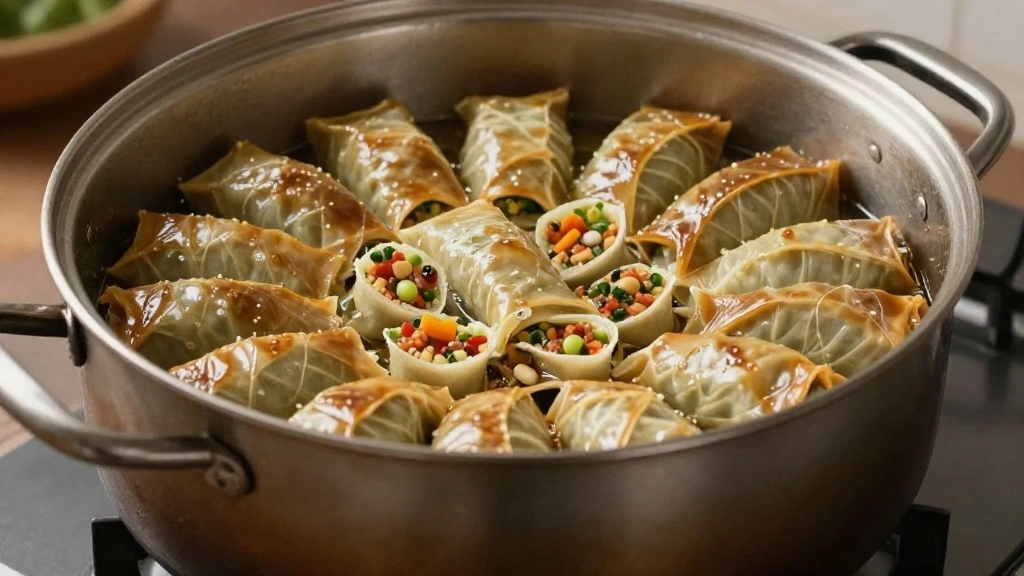 Greek Dolmades – Tender Stuffed Grape Leaves with Lemon and Herbs - Step 4: Arrange in Pot 1