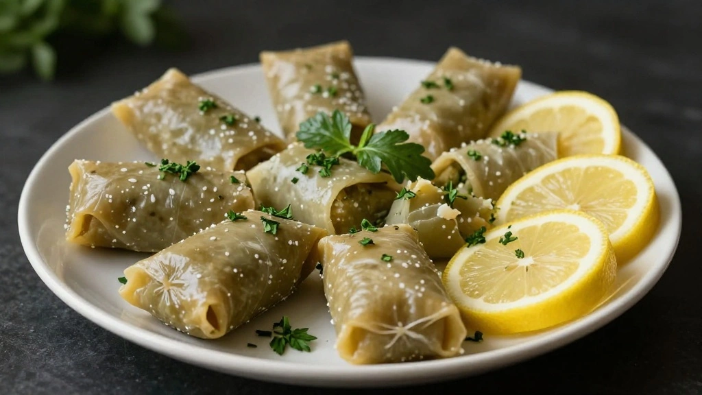 Greek Dolmades – Tender Stuffed Grape Leaves with Lemon and Herbs - Step 8: Serve and Garnish 1