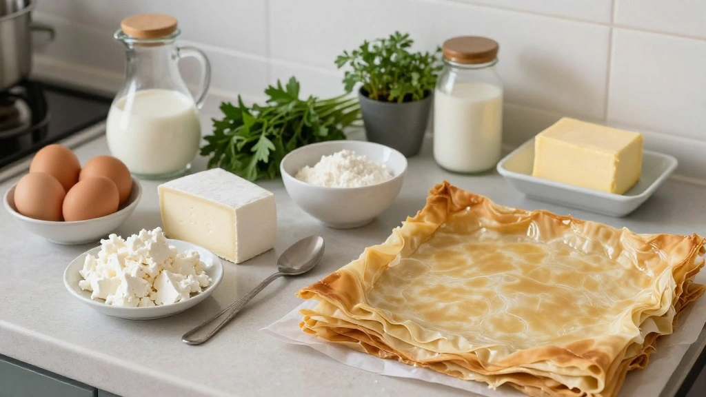 Greek Tiropita – Flaky Cheese Pie with Golden Phyllo Layers (Simple Recipe) - Step 1: Prepare Ingredients 1
