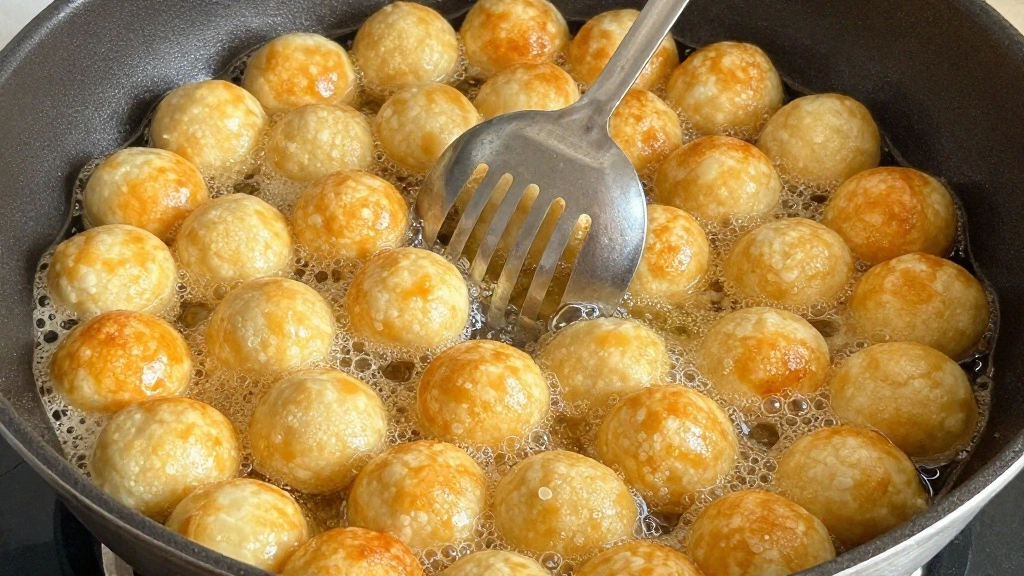 Loukoumades Recipe Greek Honey Donuts Crispy Sweet - Step 5: Fry the Dough 1