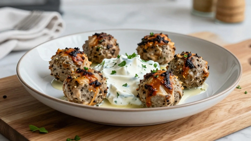 Greek Chicken Meatballs with Tzatziki (Cooling Sauce)