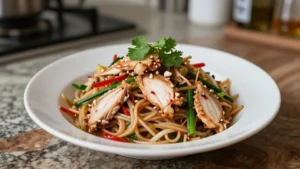 Thai Chicken Noodle Salad (Warm & Tangy)