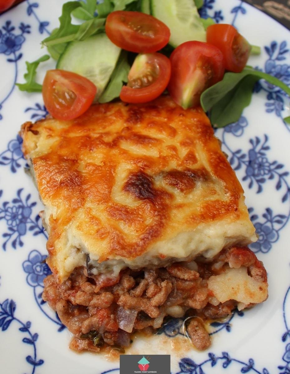 What are the layers in a classic Greek moussaka?