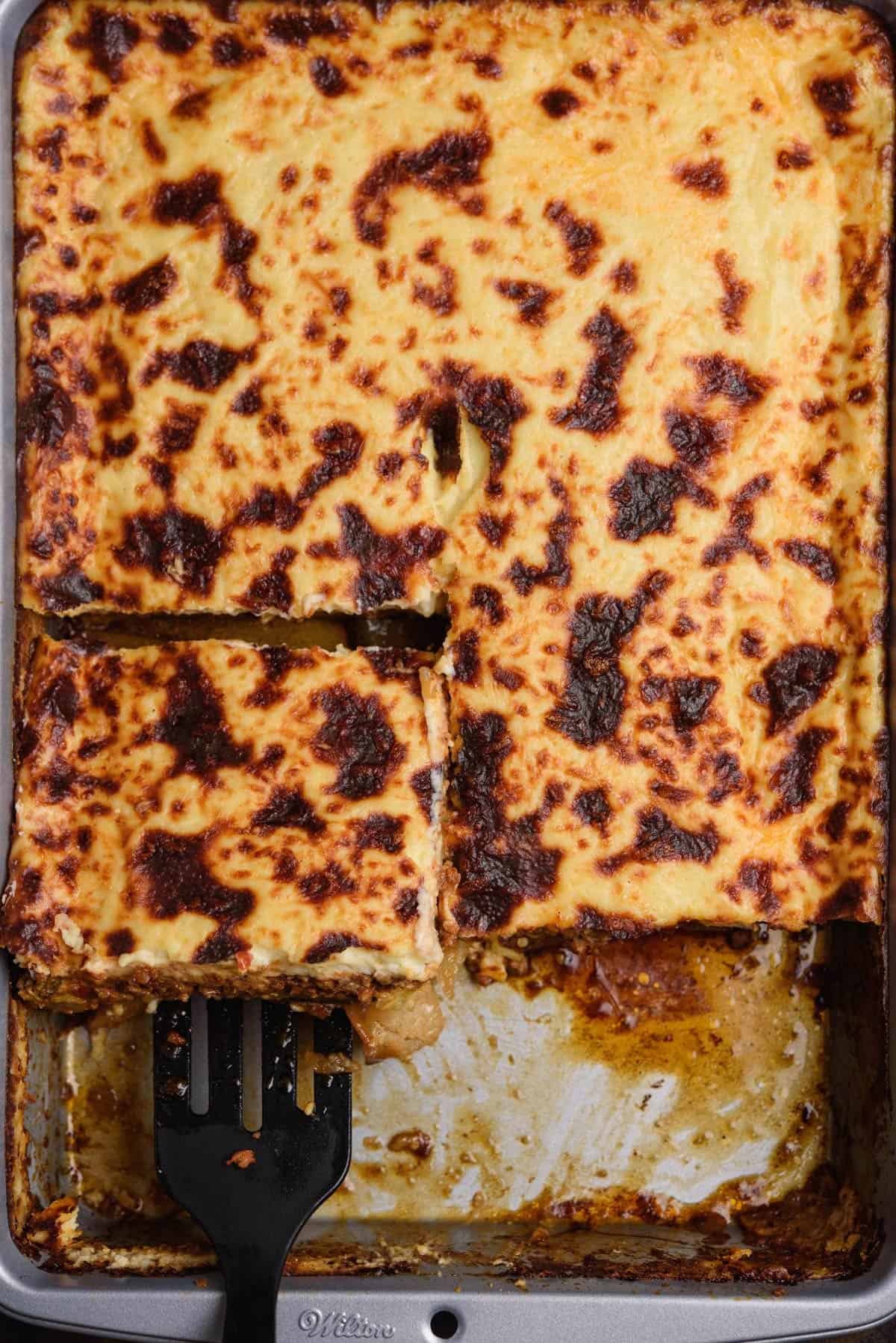 What are the layers in a classic Greek moussaka?