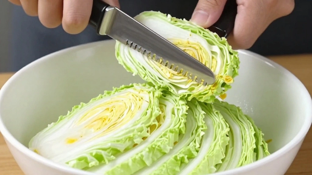 Chinese Cabbage Salad (Sesame Dressing & Crunch) - Step 2: Slice the Cabbage