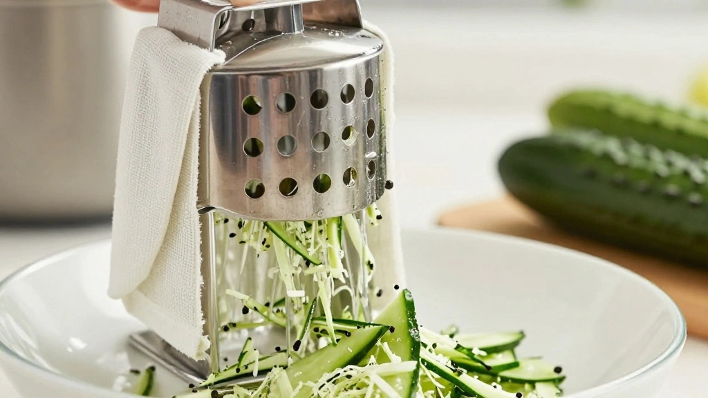 Greek Chicken Meatballs with Tzatziki (Cooling Sauce) - Step 2: Grate Cucumber