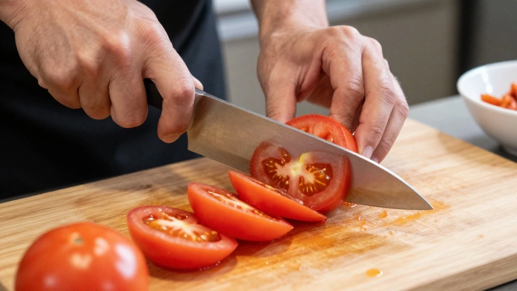 Greek Tomato and Cucumber Salad (Summer Fresh) - Step 2: Chop the Tomatoes