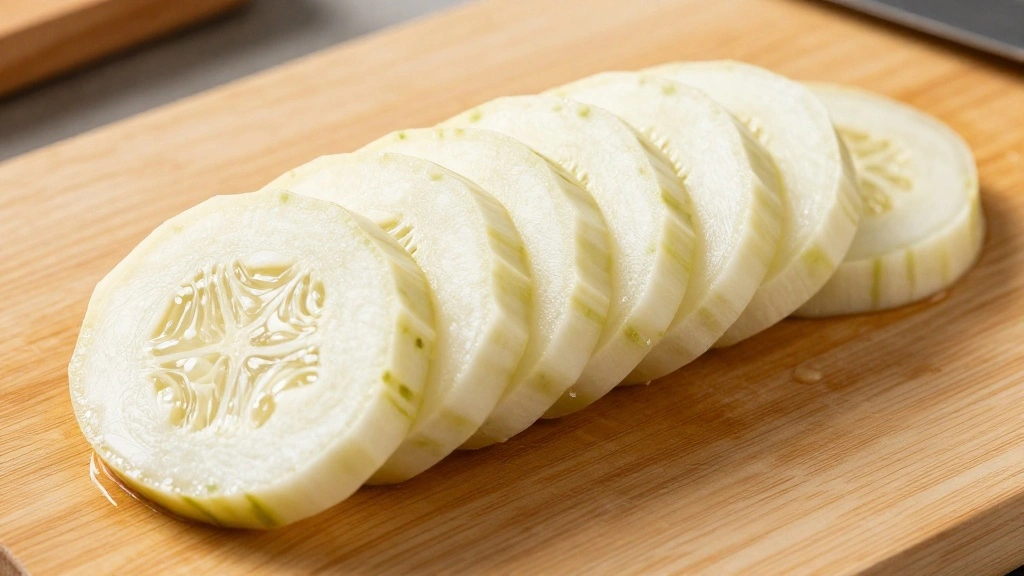 Greek Tomato and Cucumber Salad (Summer Fresh) - Step 3: Slice the Cucumber