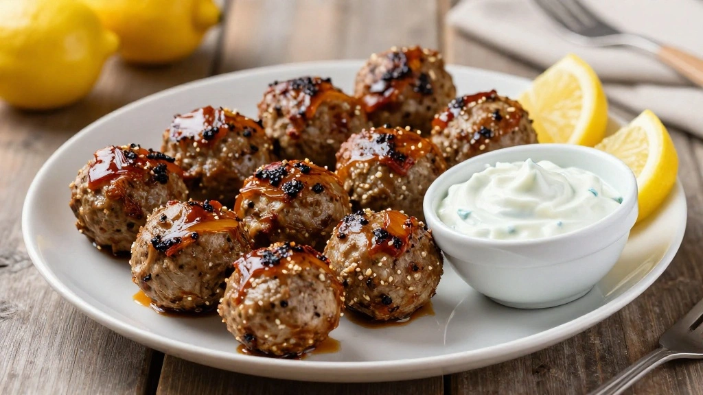 Greek Meatballs with Tzatziki Sauce (Tangy Dip) - Step 6: Serve Meatballs with Sauce